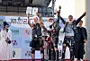 Rock band Pogo Attack celebrates after winning the Hangang Space-out Competition at Jamsu Bridge in Seocho District, southern Seoul, on May 11. [PARK SANG-MOON]