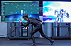A Naver employee’s movements are captured in real time on the Motion Stage inside Naver 1784, the headquarters for the Korean internet portal giant in Seongnam, Gyeonggi, on July 16. [NAVER]