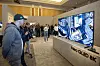 Attendees view an 85-inch Neo QLED 8K TV at First Look 2025 in Las Vegas on Sunday. [SAMSUNG ELECTRONICS]