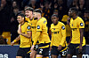 Wolverhampton Wanderers celebrate during the Premier League match against West Ham United at Molineux Stadium in Wolverhampton, England on April 1. [REUTERS/YONHAP]
