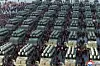 North Korea presents its 600 millimeter (23.6 inches) multiple rocket launchers ahead of its Ninth Party Congress in Pyongyang ion Feb.18 in this photo provided by the North’s official Korean Central News Agency on Feb. 19. [YONHAP]