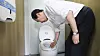 Prime Minister Han Duck-soo wipes a toilet seat while inspecting facilities at the World Scout Jamboree in Buan County, North Jeolla, on Aug. 4, 2023. [YONHAP]