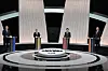From left, Lee Jae-myung of the Democratic Party, Kwon Young-kook of the Democratic Labor Party, Kim Moon-soo of the People Power Party and Lee Jun-seok of the minor Reform Party take part in their third and final debate at the MBC studio in Mapo District, western Seoul, on May 27. [JOINT PRESS CORPS]