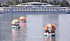 North Korean residents enjoy a ride along the Taedong River on a floating boat. [CHOSON SINBO/YONHAP]