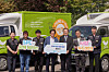 Employees of SPC and Food Bank take commemorative photos after the food conglomerate donates two trucks to the welfare organization. [SPC]