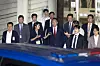 Former President Yoon Suk Yeol, facing insurrection charges over the Dec. 3 martial law incident, boards a vehicle to move to the Seoul Detention Center after attending a pretrial detention hearing at the Seoul Central District Court in Seocho District, southern Seoul, on July 9. [JOINT PRESS CORPS]