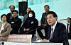 President Yoon Suk Yeol, right, speaks at the 15th public livelihood debate at Seosan Air Base in South Chungcheong, on Monday. [JOINT PRESS CORPS]