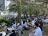 Protesting doctors take their seats underneath trees in a rally on June, 2024, in Yeouido, western Seoul. [LEE SOO-JUNG]