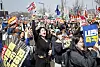 Ralliers cheer upon hearing the Constitutional Court's ruling that upheld the impeachment of now-former President Yoon Suk Yeol near Anguk Station in central Seoul, on Apr. 4. [PARK SANG-MOON]