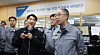 Park Gee-won, chairman of Doosan Enerbility, oversees a full-load performance test of a large gas turbine at the company’s headquarters in Changwon, South Gyeongsang in March 2024. [DOOSAN ENERBILITY]