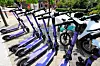Electric scooters are parked in Mapo District, western Seoul, on May 13. [NEWS1]