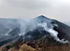 A wildfire spreads in the mountains of Uiseong County, North Gyeongsang, on March 27. [YONHAP]