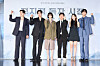 From left, Shin Seung-ho, Lee Min-ho, Nana, Kim Byung-woo, Chae Soo-bin and Ahn Hyo-seop pose for photos during a news conference for upcoming film 'Omniscient Reader' in Gwangjin District, eastern Seoul, on June 17. [LOTTE ENTERTAINMENT]