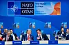 British Prime Minister Keir Starmer, U.S. President Donald Trump, and NATO Secretary General Mark Rutte in conversation at the 2025 NATO Summit in The Hague, Netherlands, on June 25, 2025. [UPI/YONHAP]
