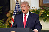 U.S. President Donald Trump speaks during an address to the nation from the Diplomatic Reception Room at the White House in Washington on Dec. 17. [AP/YONHAP]