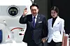 President Yoon Suk Yeol, left, and first lady Kim Keon Hee arrive at Tashkent International Airport on Thursday, for a state visit to Uzbekistan, the final left of a six-day Central Asia tour which took them to Turkmenistan and Kazakhstan. Yoon was set to hold a bilateral summit with Uzbek President Shavkat Mirziyoyev, before heading back to Seoul Saturday. [JOINT PRESS CORPS]