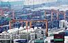Containers are piled up at a port in Pyeongtaek, Gyeonggi, on July 7. [YONHAP]