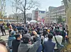 Pro-Yoon Suk Yeol protesters gather around to listen to a livestream of the Constitutional Court's ruling on Yoon's impeachment near Anguk Station in central Seoul on Apr. 4. [KIM MIN-YOUNG]