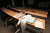 A lecture hall at a medical school in Daegu is empty on Wednesday after students took leaves of absence to protest against the governmental push to expand the admission quota. [NEWS1]