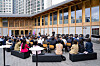 Ambassador of Switzerland to Korea Dagmar Schmidt Tartagli, center, speaks during an open talk event as part of the Korea-Swiss Innovation Week at the Swiss Embassy in Seodaemun District, western Seoul, on Monday. [EMBASSY OF SWITZERLAND]