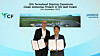 Cho Ju-ik, right, head of hydrogen business at Posco Holdings, takes a photo with Chris Bohn, chief financial officer of CF Industries after signing an agreement on Thursday. [POSCO HOLDINGS]