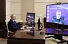 Russian President Vladimir Putin holds a videoconference meeting with Valery Gerasimov, chief of the General Staff of the Russian Armed Forces, at the Novo-Ogaryovo residence near Moscow, Russia, on April 26. [EPA/YONHAP]