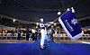 The color guard of Sookmyung Women's University enters Jangchung Gymnasium in Jung District, central Seoul, where its matriculation ceremony was held on Feb.24. [YONHAP]