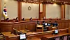 Justices sit in the main chamber of the Constitutional Court in Jongno District, central Seoul, on March 24. [JOINT PRESS CORPS]