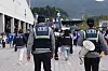 Police patrol for ticket scalpers at Daegu Samsung Lions Park in Daegu in October 2024. [YONHAP]