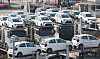 Export-ready cars are seen parked at an exclusive port for automobiles in Pyeongtaek, Gyeonggi, on April 24. [NEWS1]