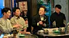 Democratic Party presidential candidate Lee Jae-myung, second from right, speaks with workers on non-standard contracts at a restaurant in Jongno District, central Seoul, on May 1. [JOINT PRESS CORPS]