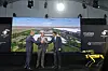 From left, Hyundai Motor Group Executive Chair Euisun Chung, Georgia Gov. Brian Kemp, and Jose Munoz, global president of Hyundai Motor, celebrate with a champagne toast during the official groundbreaking for Hyundai's EV plant in Georgia on Oct. 25, 2022. [HYUNDAI MOTOR GROUP]