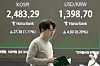 A screen in Hana Bank's trading room in central Seoul shows the Kospi opening on Monday. [YONHAP]