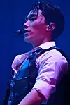 Member San of boy band Ateez during the band's “Towards the Light: Will to Power” finale concerts held on March 22 and 23 at the KSPO Dome in southern Seoul [KQ ENTERTAINMENT]