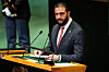Syria President Ahmad Al-Sharaa speaks during the 80th session of the United Nations General Assembly, Sept. 24, at U.N. headquarters. [AP/YONHAP]
