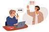 Image of a customer service worker speaking to an angry man. [GETTY IMAGES BANK]
