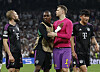 Bayern Munich's Konrad Laimer, left, Mathys Tel, Manuel Neuer and Kim Min-jae look dejected after losing 4-3 on aggregate to Real Madrid in the semifinals of the UEFA Champions League on Wednesday in Madrid, Spain. [REUTERS/YONHAP]