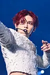 Member Yeosang of boy band Ateez during the band's “Towards the Light: Will to Power” finale concerts held on March 22 and 23 at the KSPO Dome in southern Seoul [KQ ENTERTAINMENT]