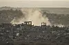 Smoke rises following an Israeli army bombardment in Gaza Strip, seen from southern Israel on May 20. [AP/YONHAP]
