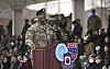 Incoming commander Gen. Xavier Brunson speaks during a change-of-command ceremony for the United Nations Command, Combined Forces Command, and the United States Forces Korea at Camp Humphreys in Pyeongtaek, Korea, Friday, Dec. 20, 2024. [AP/YONHAP]