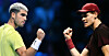 Spain's Carlos Alcaraz, left, and Italy's Jannik Sinner are seen in this composite photo created on Jan. 7. [YONHAP]