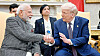 U.S. President Donald Trump shakes hands with Indian Prime Minister Narendra Modi in the Oval Office of the White House in Washington on Feb. 13. [AFP/YONHAP]