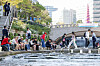 People sit along the Cheonggyecheon, a stream that flows through downtown central Seoul, on Thursday as the country experiences unusually warm November weather, with midday temperatures as high as 25.9 degrees Celsius (78.6 degrees Fahrenheit) in Seoul. Thursday was the hottest day in November since 1907. [NEWS1]