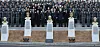 Cadets and attendees pose for a photo during the unveiling ceremony of busts honoring five independence fighters, including Gen. Hong Beom-do, at the Korea Military Academy in Seoul inMarch 1, 2018. [YONHAP]