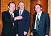 Officials from Korea, the United States and Japan, including Kenichiro Sasae, former Japanese vice foreign minister, are seen before a trilateral meeting on June 14, 2005. [JOONGANG ILBO]