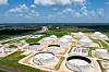 In an aerial view, oil storage tanks are seen at the Enterprise Sealy Station on June 19 in Sealy, Texas. [AFP/YONHAP]