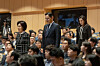 From left, Hong Ra-hee, Lee Jae-yong and Lee Seo-hyun attend a concert held in commemoration of late Samsung Group chairman Lee Kun-hee in October 2023. [YONHAP]