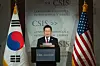 President Lee Jae Myung speaks at the Center for Strategic and International Studies in Washington on Aug. 25. [AP/YONHAP]