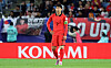 Son Heung-min reacts after Australia scores the opening goal of an Asian Cup quarterfinal match between Korea and Australia in Qatar on Friday.  [NEWS1]