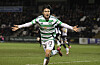 Celtic winger Yang Hyun-jun celebrates during a Scottish Premiership match against St. Mirren in Scotland on March 1. [AP/YONHAP]